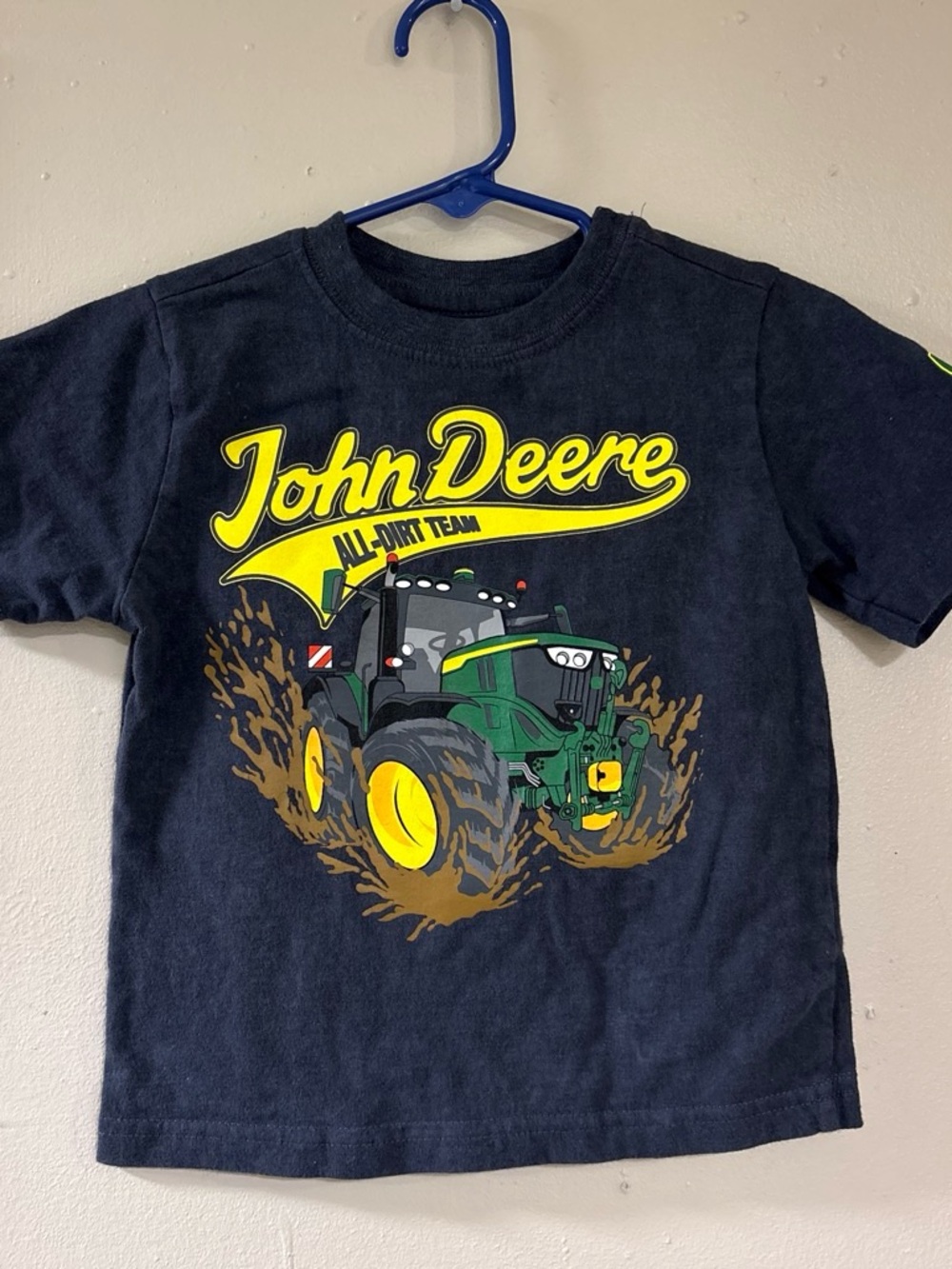 John Deere Navy Tee with Green & Yellow Tractor Graphic
